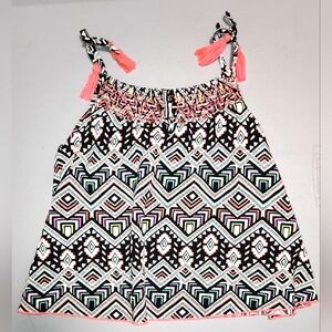Justice Girls Smocked Patterned Tank